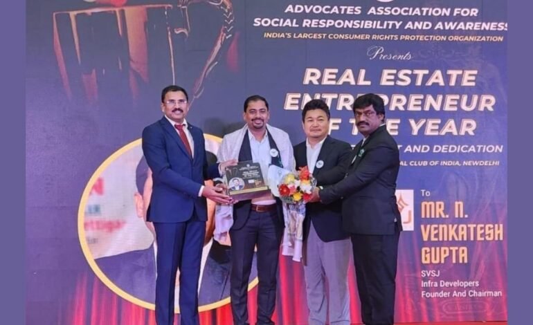 Nagamalla Venkatesh Gupta of SVSJ Infra Honored as Real Estate Entrepreneur of the Year 2023 by AASRAA