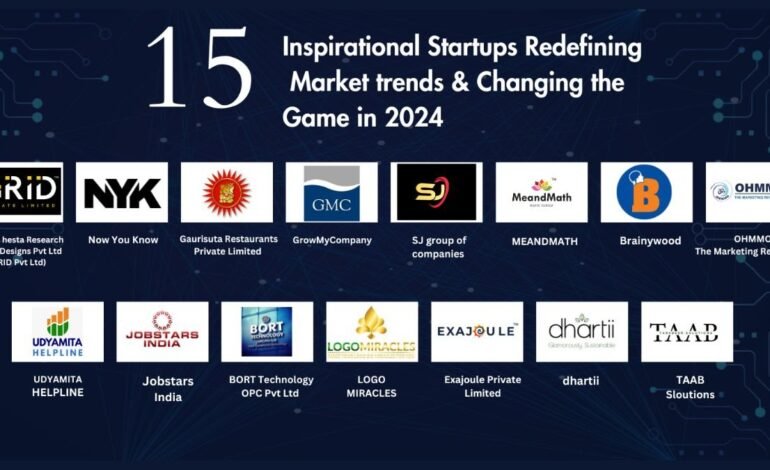 15 Inspirational Startups Redefining Market trends and Changing the Game in 2024